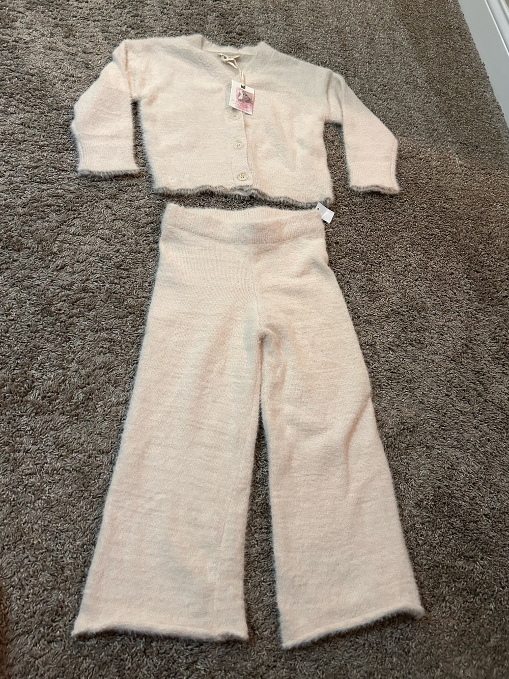 Jessica Simpson Cream Knit Cardigan & Wide-Leg Set
